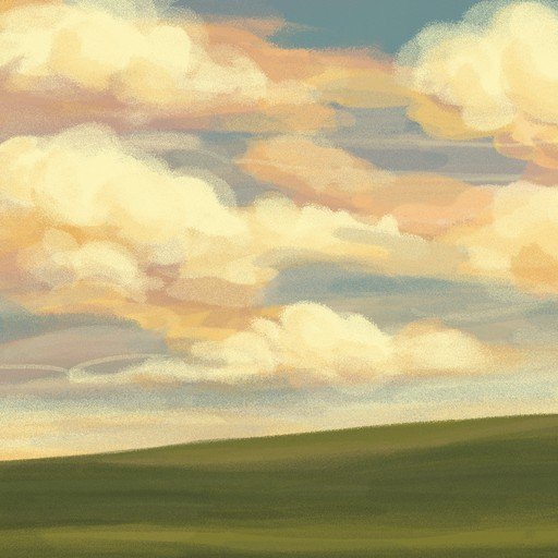 Pastoral Landscape with Golden Clouds