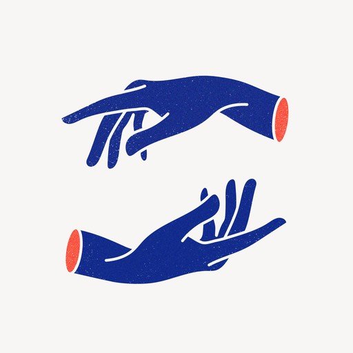 Abstract Blue Hands Reaching Out
