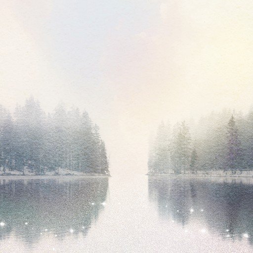 Misty Forest Lake Reflection