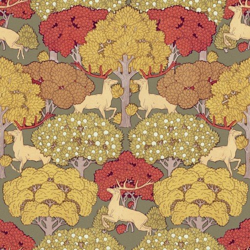 Art Nouveau Deer and Forest Pattern
