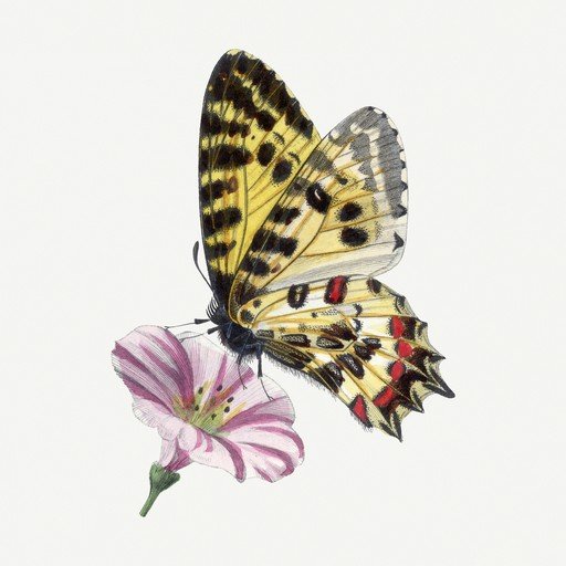 Vintage Butterfly and Flower Illustration