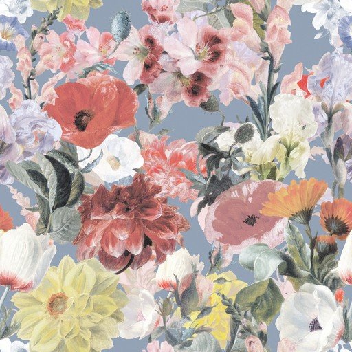 Vintage Floral Pattern with Poppies and Dahlias