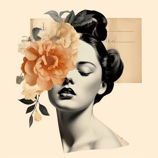 Vintage Woman with Floral Collage