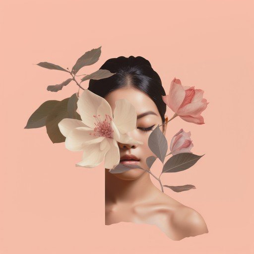 Woman's Face Partially Obscured by Delicate Flowers