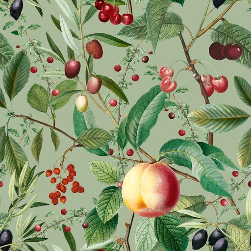 Vintage Botanical Fruit and Leaf Pattern