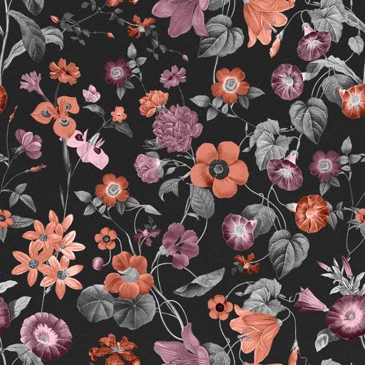 Vintage Floral Pattern with Coral and Mauve Blooms