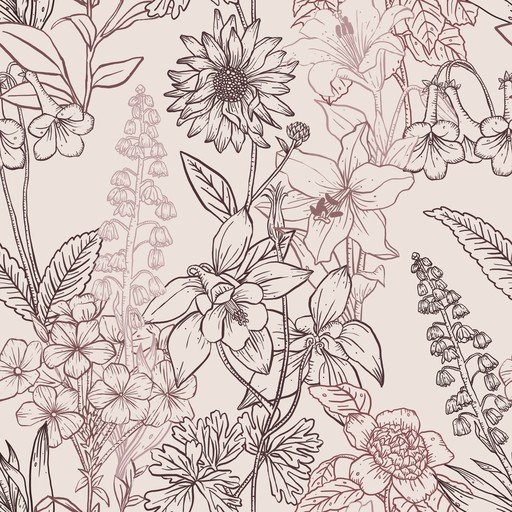 Botanical Line Art Floral Pattern