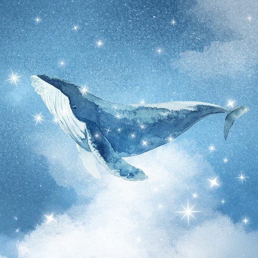 Whale Swimming Through Starry Sky