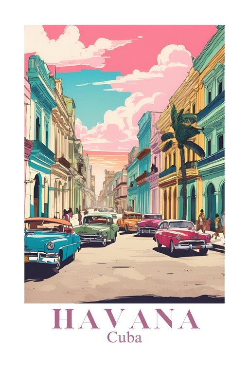 Vibrant Havana Street Scene with Classic Cars