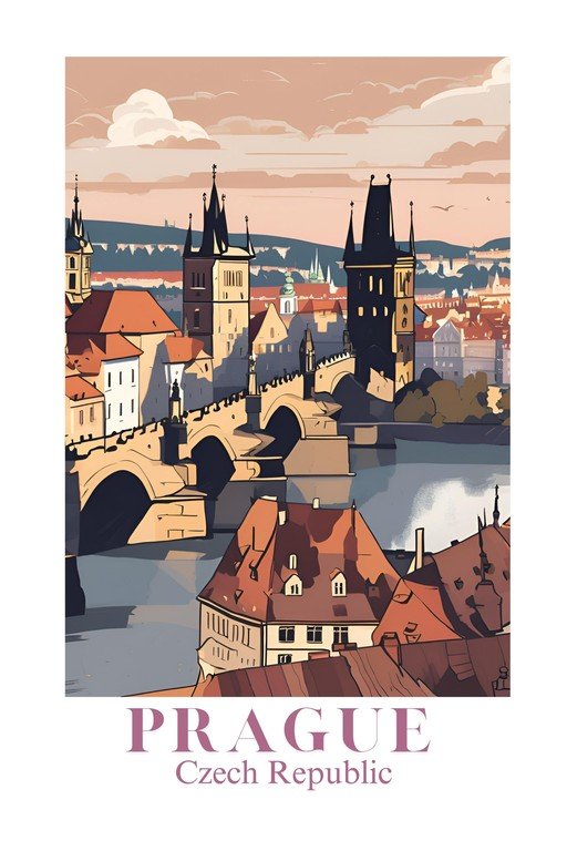 Prague Skyline with Charles Bridge and Old Town Architecture