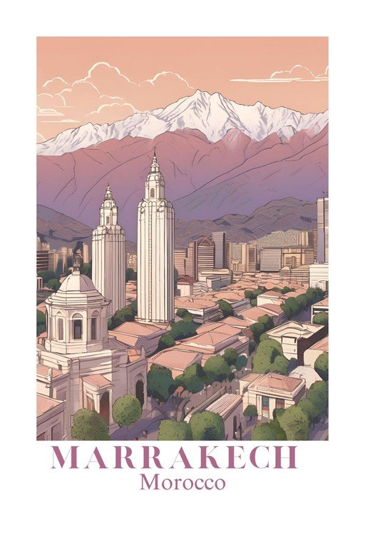 Marrakech Skyline with Atlas Mountains