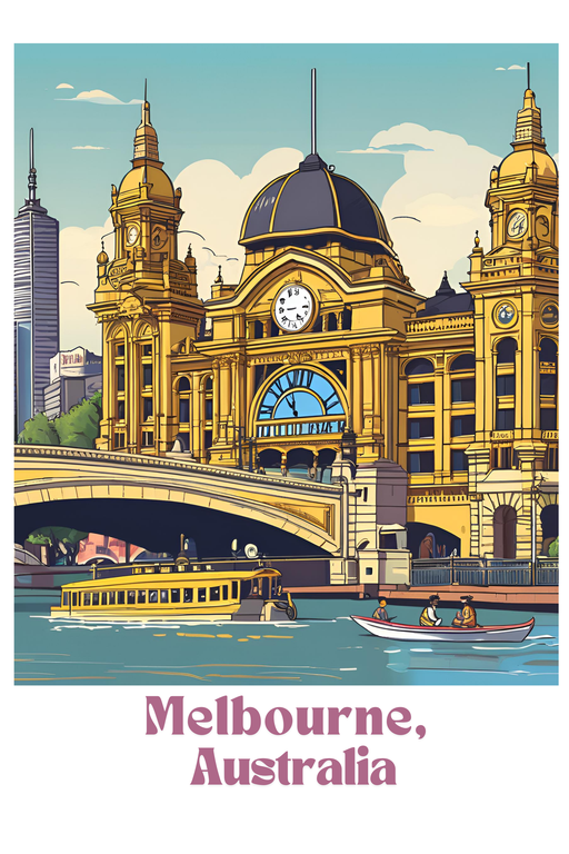 Melbourne, Australia Skyline with Historic Architecture and River