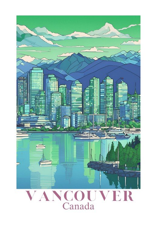 Vancouver Skyline and Harbor Art Print