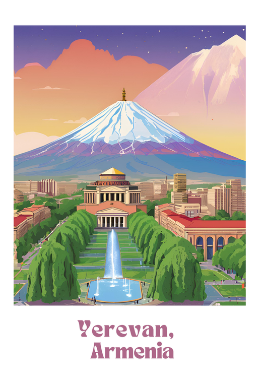 Yerevan, Armenia: Iconic Mount Ararat and Cascade Fountain