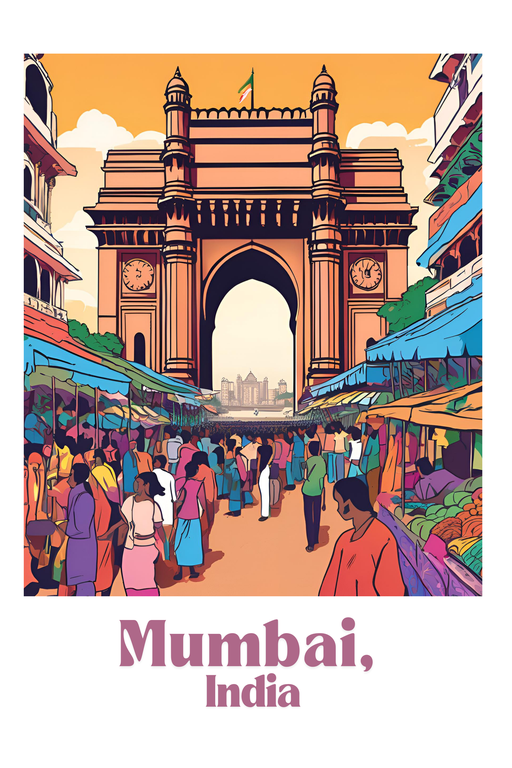 Gateway of India and Bustling Market in Mumbai