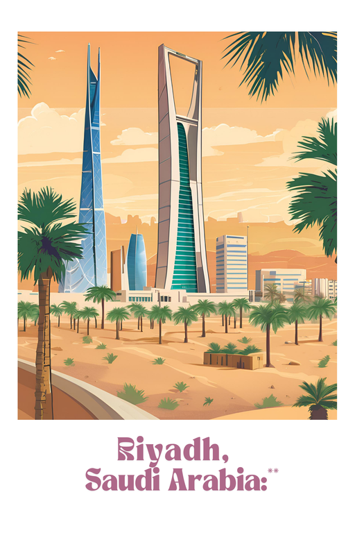 Riyadh Skyline with Palm Trees and Desert Landscape