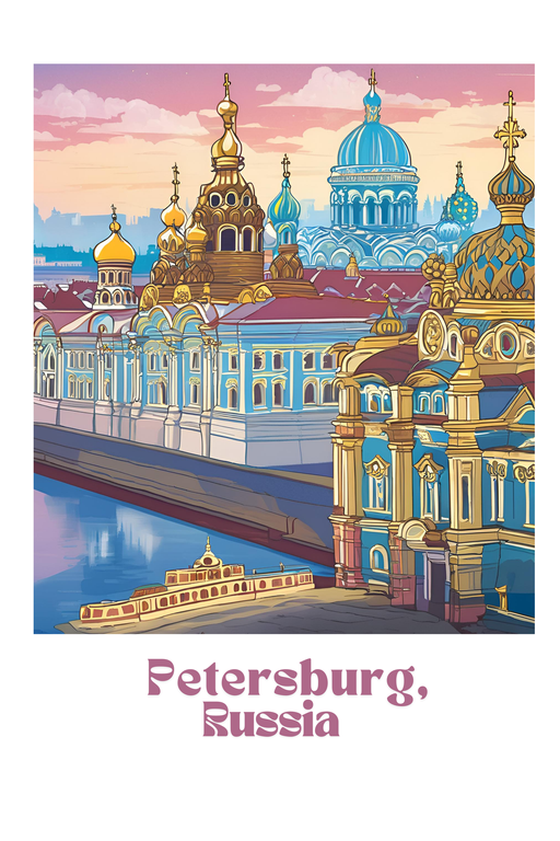 St. Petersburg Skyline with Golden Domes and Blue Architecture