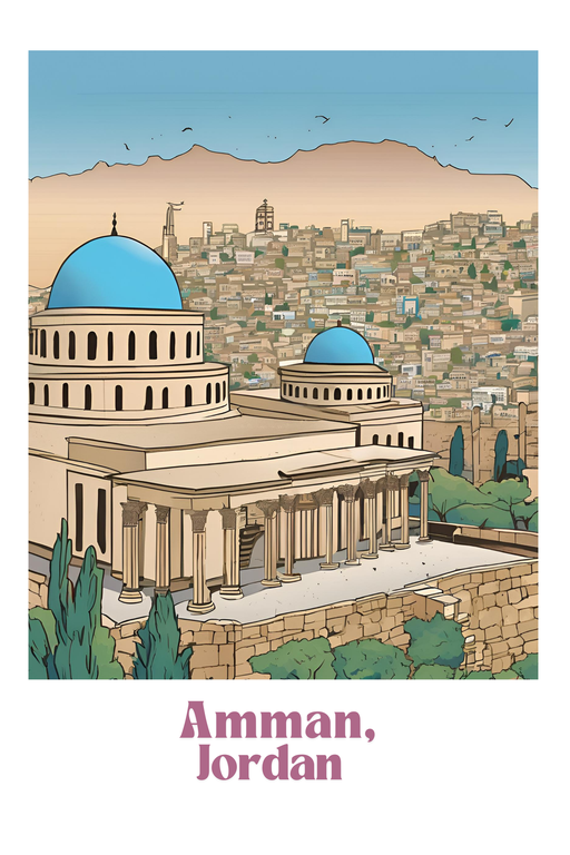 Amman, Jordan Cityscape with Blue Domes
