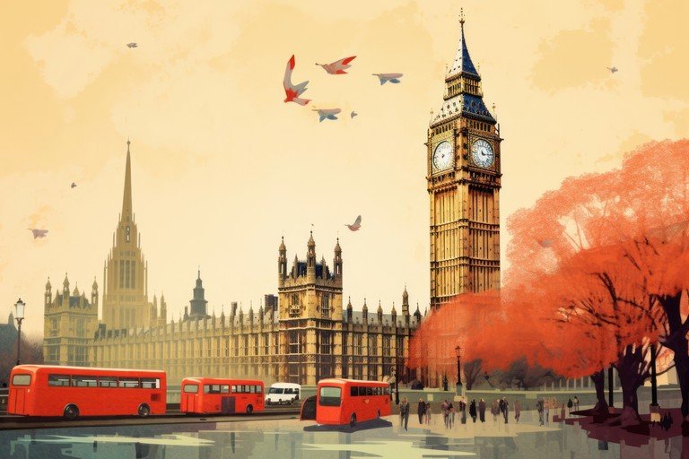 Big Ben and London Skyline in Autumn Hues