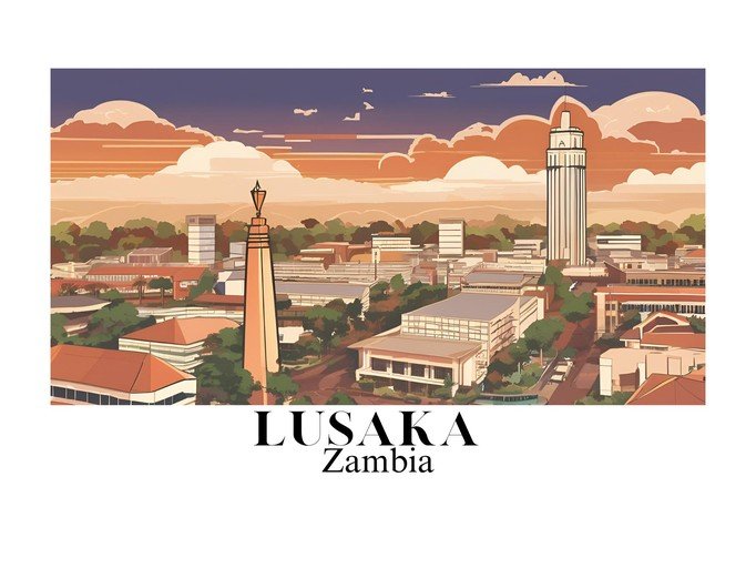 Lusaka, Zambia Skyline Illustration