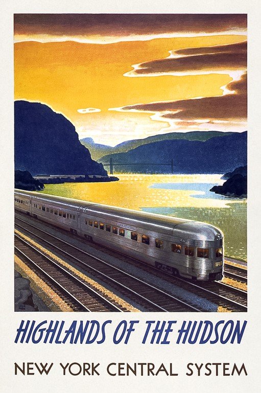 New York Central System: Highlands of the Hudson Train Travel Poster