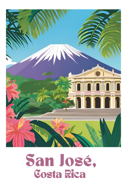 San José, Costa Rica: National Theater and Volcano