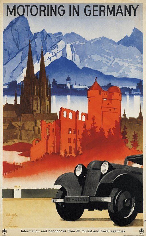 Motoring in Germany Vintage Travel Poster