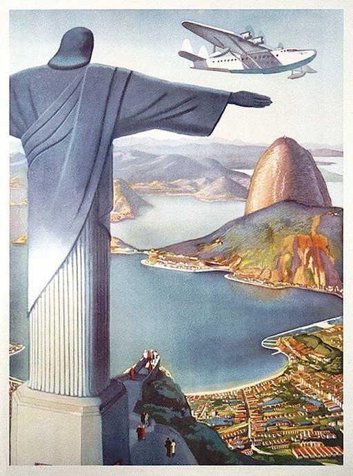 Christ the Redeemer and Rio de Janeiro Vintage Travel Poster