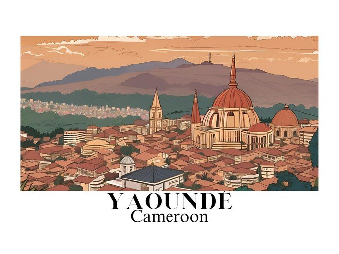 Yaounde, Cameroon Cityscape Illustration