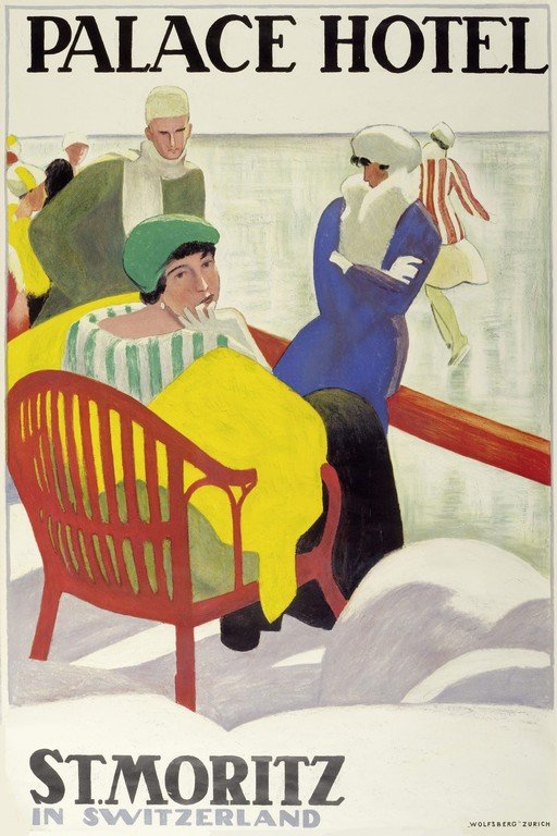 Palace Hotel St. Moritz in Switzerland Vintage Travel Poster