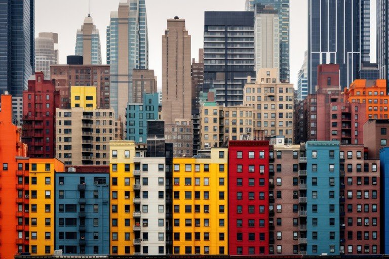Colorful Apartment Buildings in a Cityscape