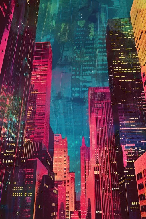 Vibrant Neon Cityscape at Night