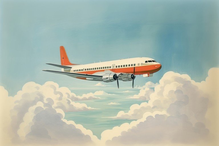 Vintage Airplane Soaring Through Clouds