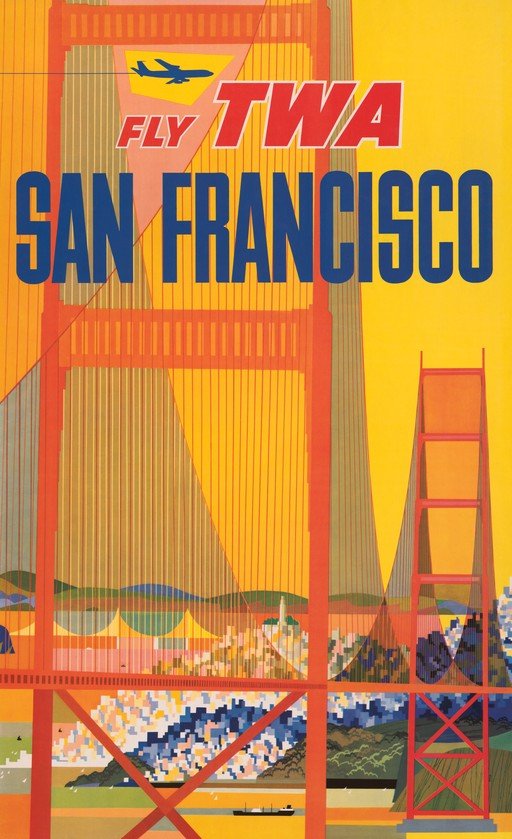 TWA Fly San Francisco Vintage Travel Poster