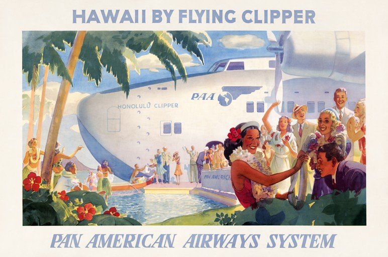 Pan Am Hawaii by Flying Clipper Vintage Travel Poster