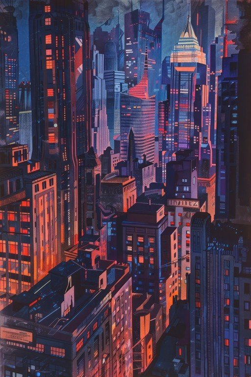Futuristic Cityscape at Dusk with Neon Glow