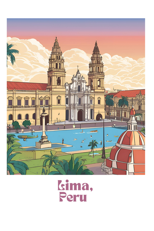 Lima, Peru: Plaza Mayor with Cathedral and River