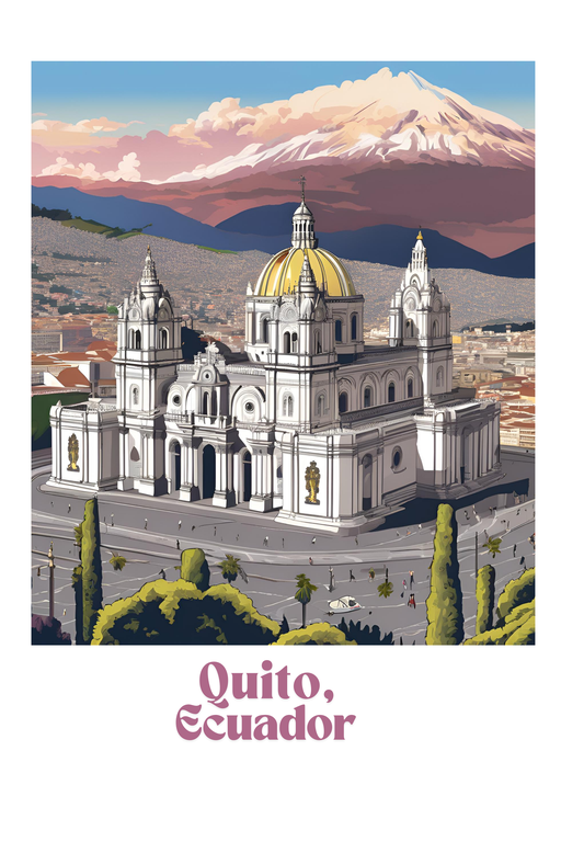 Quito, Ecuador: Basilica and Volcano Landscape