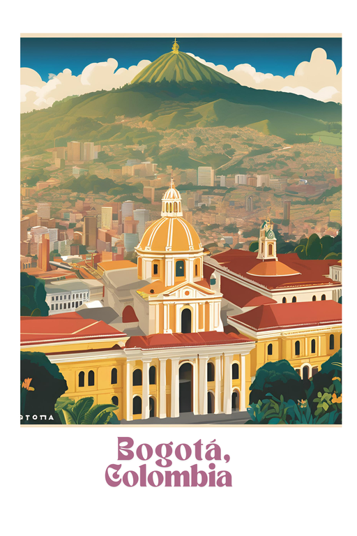 Bogotá, Colombia Skyline with Monserrate Mountain
