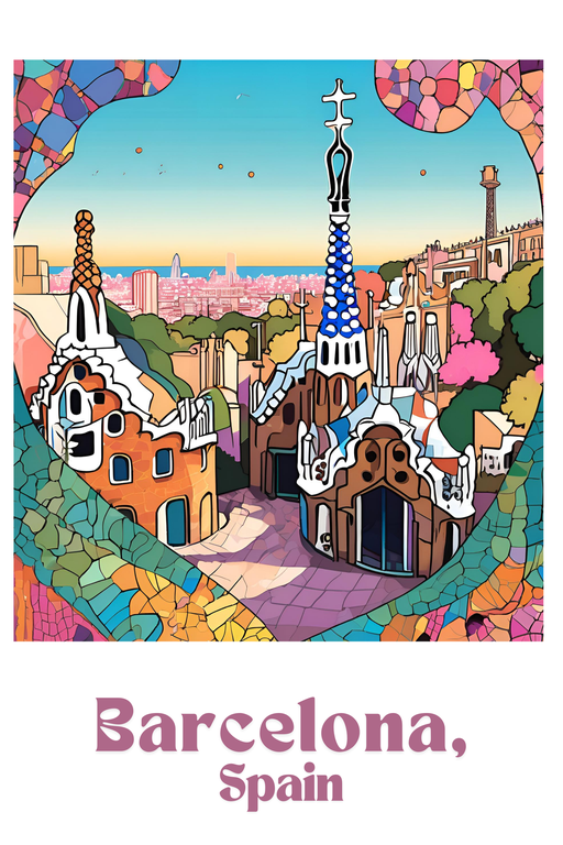 Artistic View of Park Güell, Barcelona