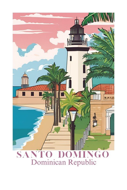 Santo Domingo Lighthouse and Beach Scene