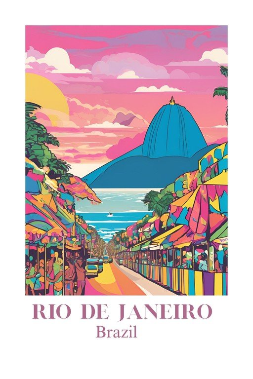 Vibrant Rio de Janeiro Street Scene with Sugarloaf Mountain