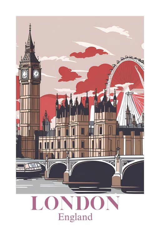 London Skyline with Big Ben and London Eye
