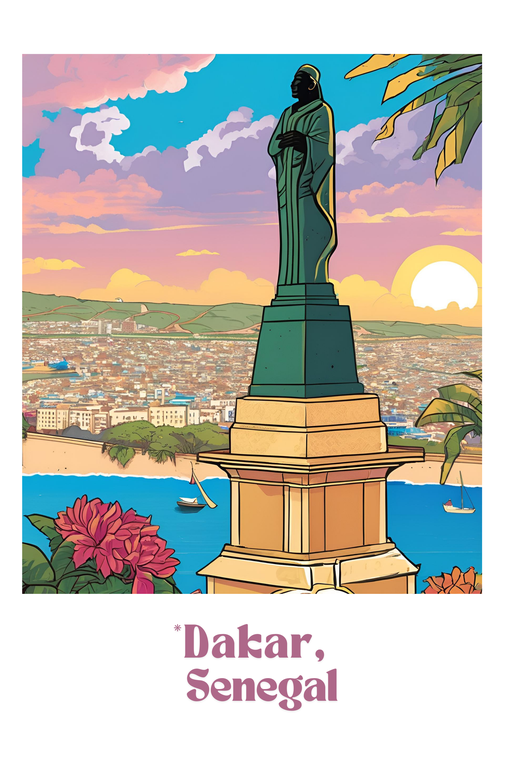 Monumental Statue Overlooking Dakar, Senegal at Sunset