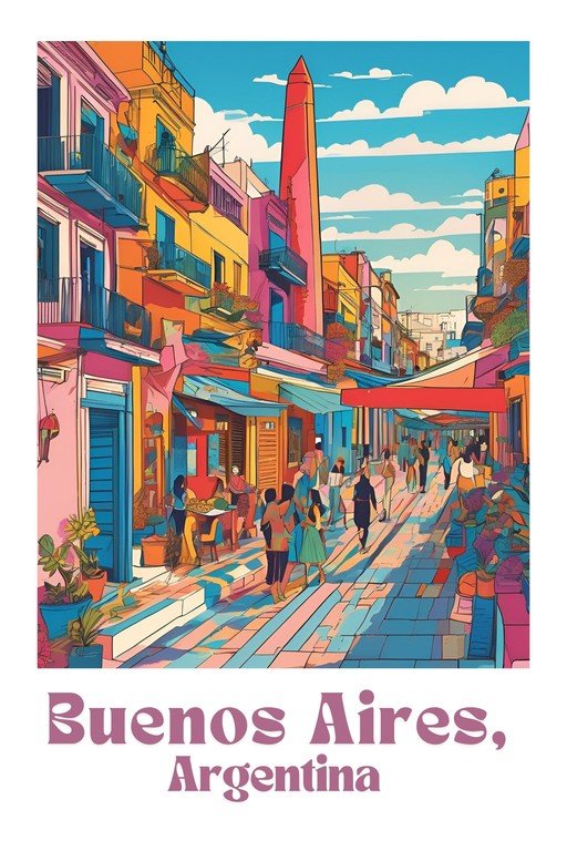 Vibrant Buenos Aires Street Scene with Obelisco