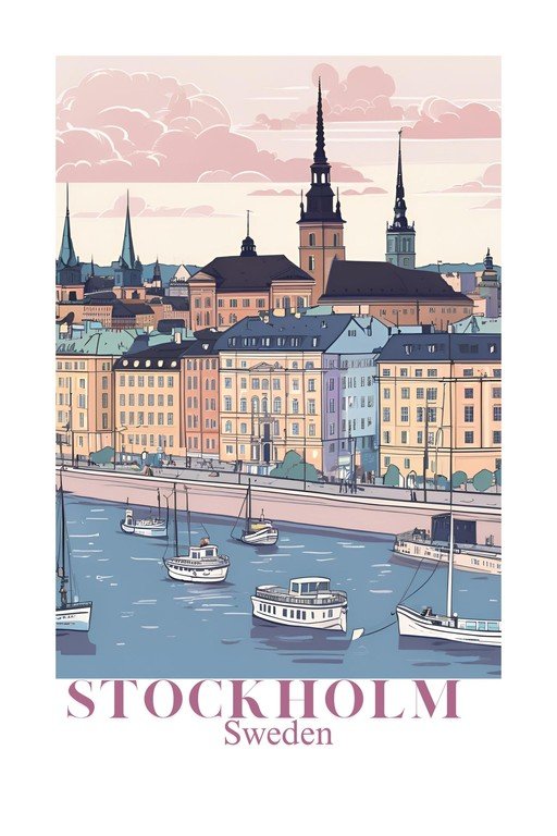 Stockholm Waterfront with Boats and Historic Architecture