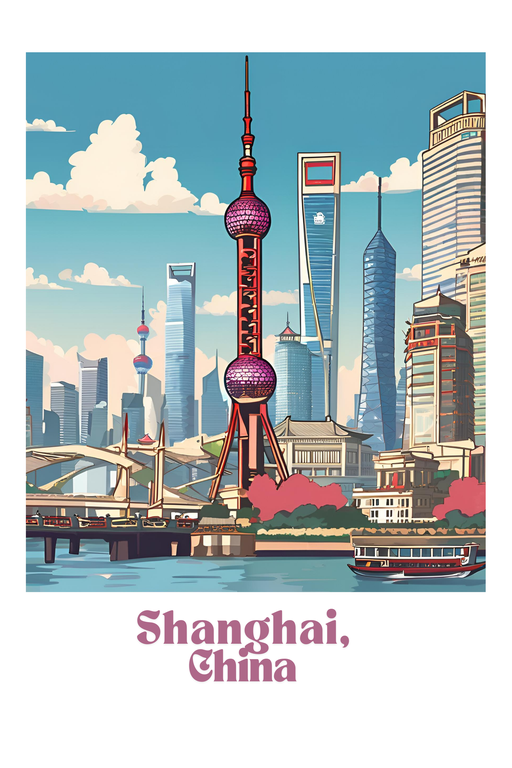 Shanghai Skyline with Oriental Pearl Tower and Modern Architecture