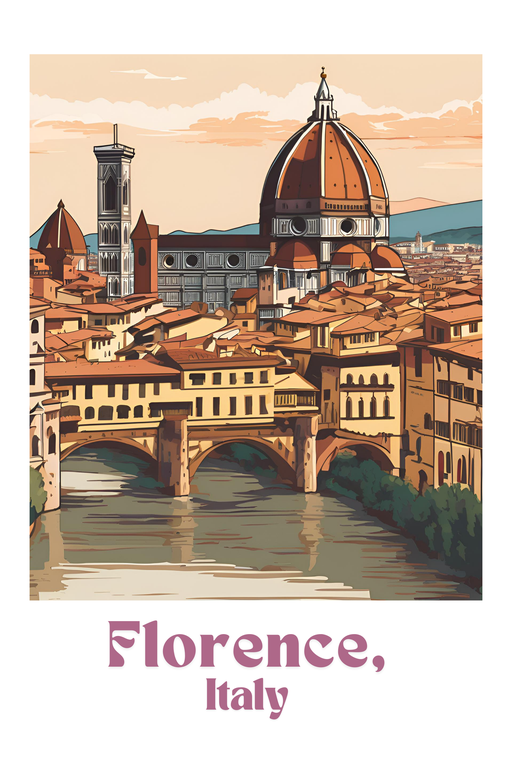Florence, Italy Skyline with Ponte Vecchio and Duomo