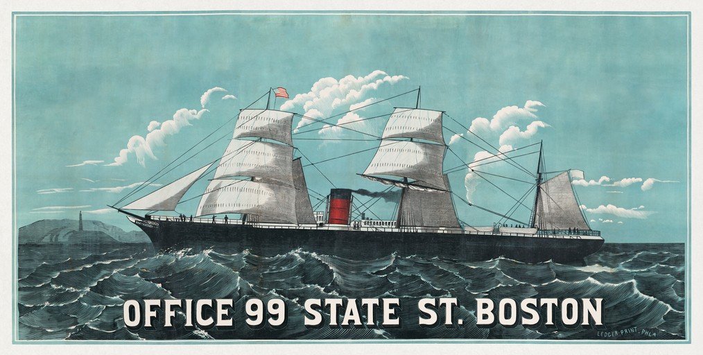 Vintage Steamship Advertisement: Office 99 State St. Boston