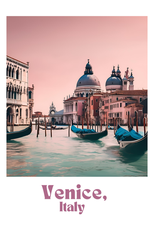 Venice Gondolas and Architecture at Sunset